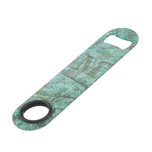 Verdigris Verdigris Bronze - Aangepast monogram Speed Flessenopener (Voorkant Gekanteld)
