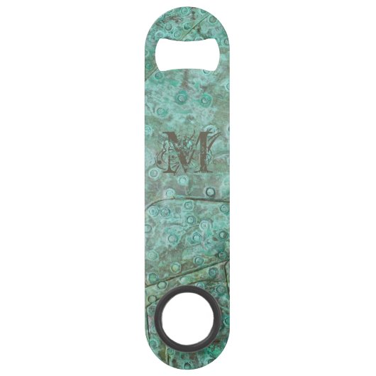 Verdigris Verdigris Bronze - Aangepast monogram Speed Flessenopener (Achterkant)