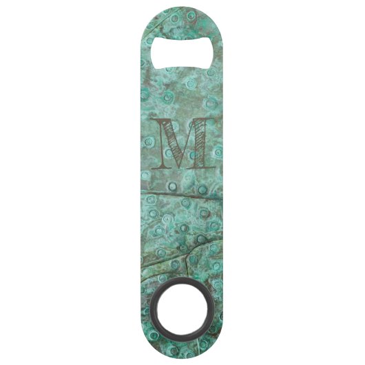 Verdigris Verdigris Bronze - Aangepast monogram Speed Flessenopener (Voorkant)