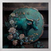Verdigris Zodiac Taurus Metal Art Poster (Voorkant)