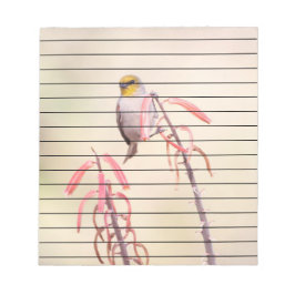 Verdin doorgesneden op penstemon notitieblok