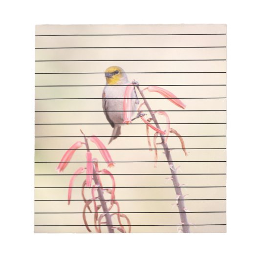 Verdin doorgesneden op penstemon notitieblok (Voorkant)