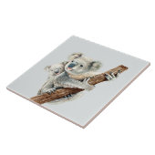 Verdomd mam en Baby waterverf Koala op lichtgrijs Tegeltje (Zijkant)