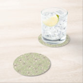 Verdomde bloesems op Olijfgroen - naadloos patroon Ronde Kartonnen Onderzetter (Insitu)