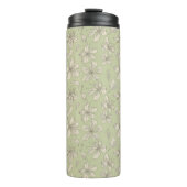 Verdomde bloesems op Olijfgroen - naadloos patroon Thermosbeker (Voorkant)