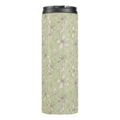 Verdomde bloesems op Olijfgroen - naadloos patroon Thermosbeker (Achterkant)