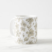 Verdomde bloesems transparant - naadloos patroon. koffiemok (Voorkant links)