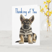 Verdomde Duitse Shepherd Puppy Dog denkend aan jou Kaart (Gele Bloem)