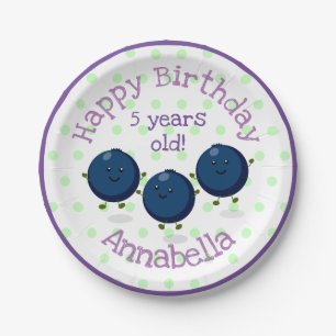 Verdomde illustratie van de cartoon van bosbessen papieren bordje