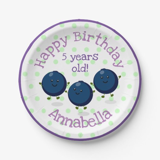 Verdomde illustratie van de cartoon van bosbessen papieren bordje (Voorkant)