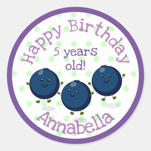 Verdomde illustratie van de cartoon van bosbessen ronde sticker (Voorkant)