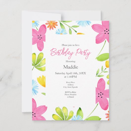 Verdomde Waterverf bloemen Kaart (Voorkant)