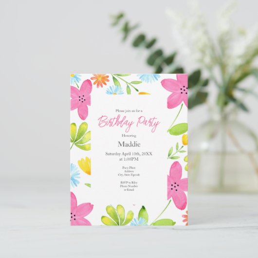 Verdomde Waterverf bloemen Kaart (Staand voorkant)