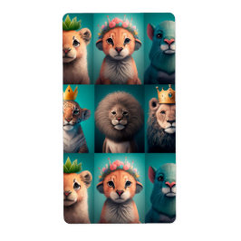 Verdomde wilde dieren met kroonblauwe cadeautjes l etiket