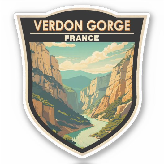 Verdon Gorge Frankrijk Reizen Kunst Vintage Sticker (Voorkant)