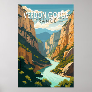 Verdon-kloof Frankrijk Reis Kunst Vintage Poster