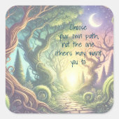 Verdraaid boompad en offerte vierkante sticker (Voorkant)