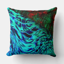 Verdraaid effect in groenblauw, rood vierkant deta kussen