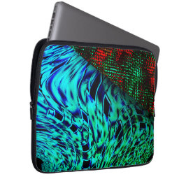 Verdraaid effect in groenblauw, rood vierkant deta laptop sleeve