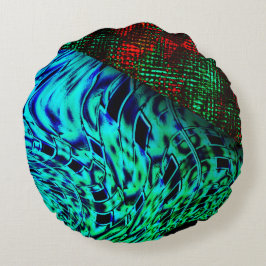 Verdraaid effect in groenblauw, rood vierkant deta rond kussen