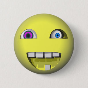 Verdraaid met gekke ogen ronde button 5,7 cm