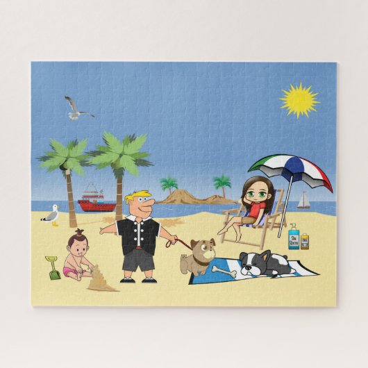 Verdraaid strandfiguur legpuzzel (Horizontaal)