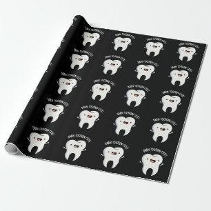 Verdraaid Tooth-in Leuke Grappige Tand Pun Donker  Cadeaupapier