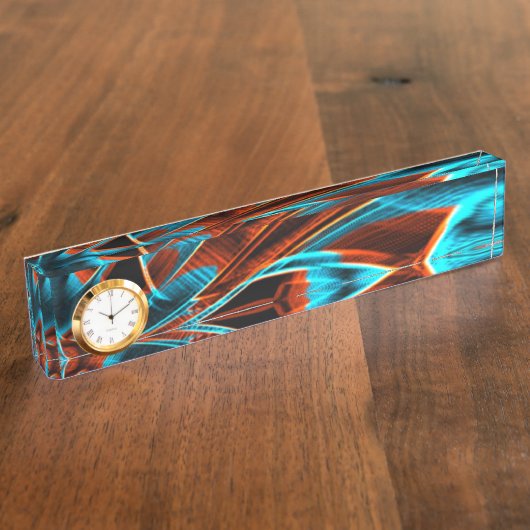 Verdraaide blauw en rood verbrand met groeven naambordje (Zijkant)