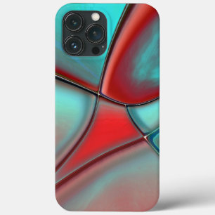 Verdraaide borden met convex edge red en turquoise Case-Mate iPhone case
