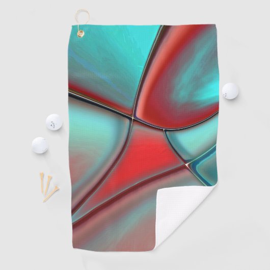 Verdraaide borden met convex edge red en turquoise golfhanddoek (Insitu)