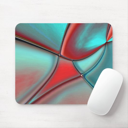 Verdraaide borden met convex edge red en turquoise muismat (Met muis)