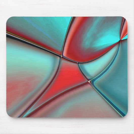 Verdraaide borden met convex edge red en turquoise muismat (Voorkant)