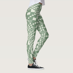 Verdraaide controles in groen leggings