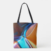 Verdraaide curven in geelblauw en acrylhoudend sin tote bag (Achterkant)