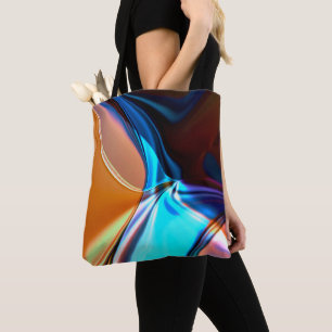 Verdraaide curven in geelblauw en acrylhoudend sin tote bag