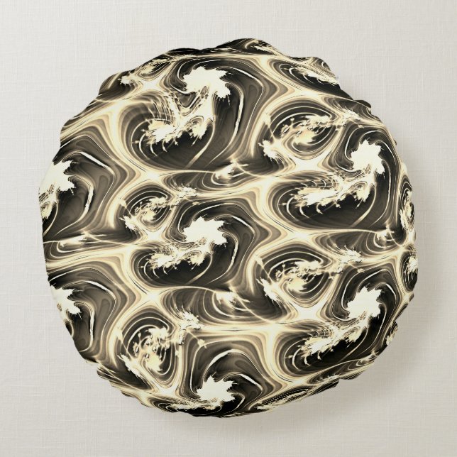 Verdraaide fractale verhouding van lichtbeige stro rond kussen (Achterkant)