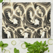 Verdraaide fractale verhouding van lichtbeige stro theedoek (Gevouwen)