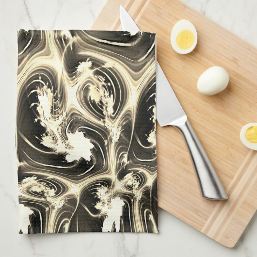 Verdraaide fractale verhouding van lichtbeige stro theedoek (Quarter Fold)