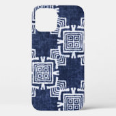 Verdraaide indigo geruite gestructureerde achtergr Case-Mate iPhone case (Achterkant)