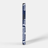 Verdraaide indigo geruite gestructureerde achtergr iPhone hoesje (Rechterkant)