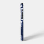 Verdraaide indigo geruite gestructureerde achtergr iPhone hoesje (Linkerkant)