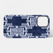 Verdraaide indigo geruite gestructureerde achtergr iPhone hoesje (Achterkant horizontaal)
