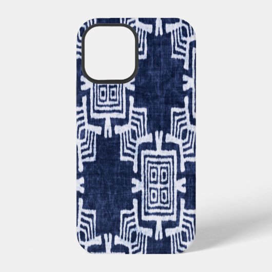 Verdraaide indigo geruite gestructureerde achtergr iPhone hoesje (Achterkant)