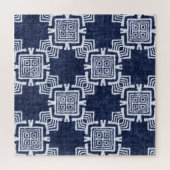 Verdraaide indigo geruite gestructureerde achtergr legpuzzel (Horizontaal)