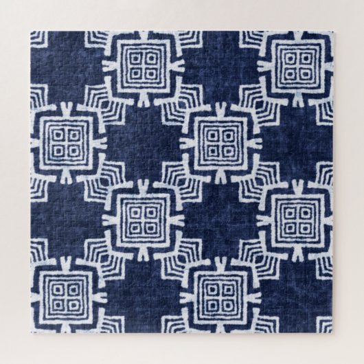 Verdraaide indigo geruite gestructureerde achtergr legpuzzel (Horizontaal)