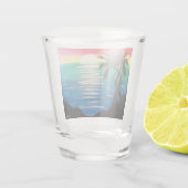 Verdraaide palmen Jamaicaanse zonsondergang Shot Glas (Achterkant)