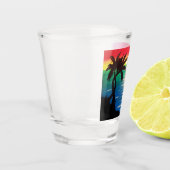 Verdraaide palmen Jamaicaanse zonsondergang Shot Glas (Links)