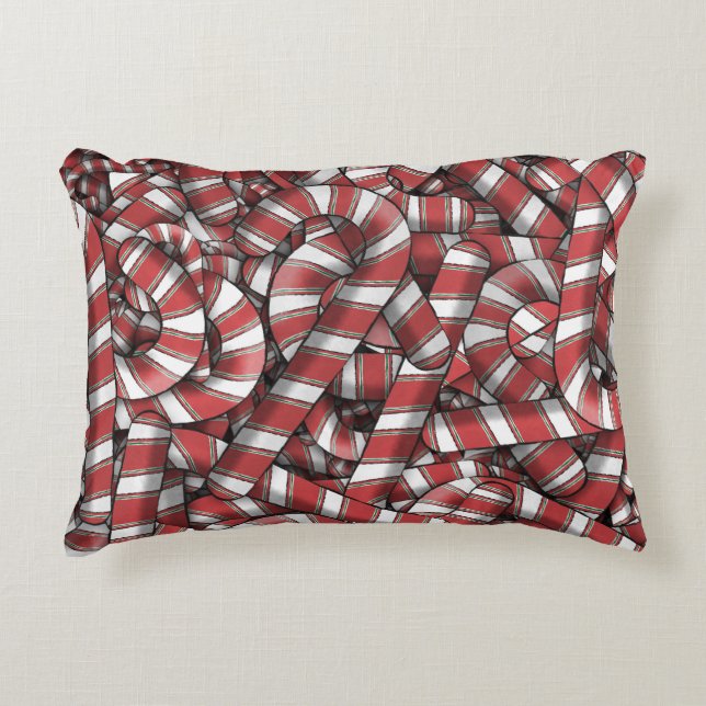 Verdraaide rode gestreepte Abstracte snoepstokken Accent Kussen (Voorkant)