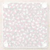 Verdraaide rode gestreepte Abstracte snoepstokken Glazen Onderzetter (Achterkant)