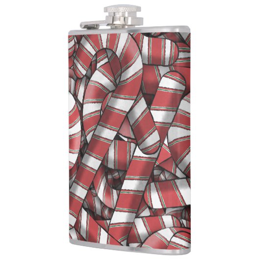 Verdraaide rode gestreepte Abstracte snoepstokken Heupfles (Links)